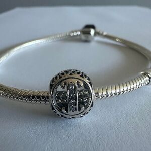 Authentic Pandora Silver Charm Initial Letter I